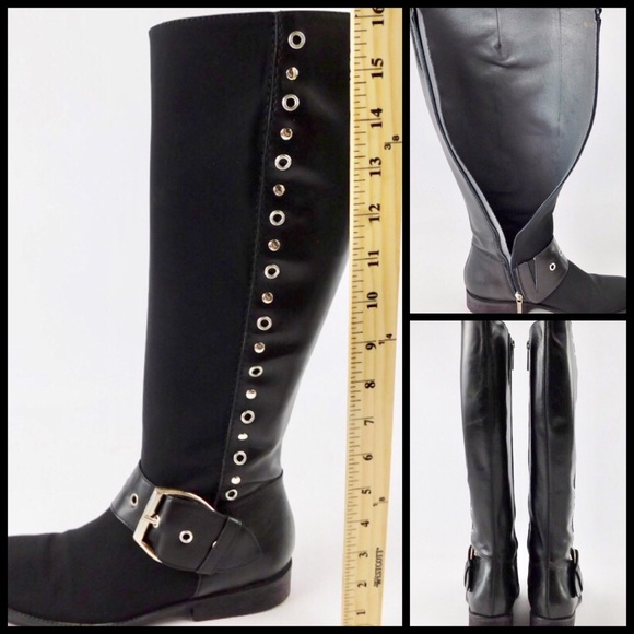 Donald J. Pliner Gale Black Crepe Riding Boots 6.5 - Picture 7 of 8